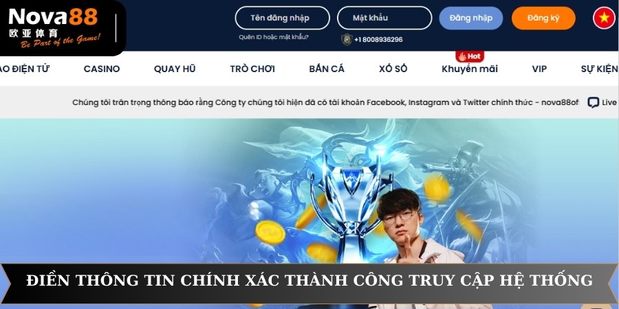 Điền thông tin chính xác thành công truy cập hệ thống